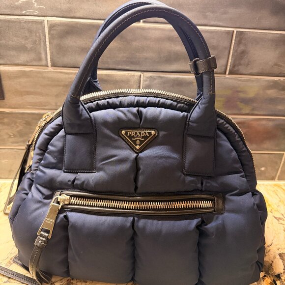 Prada Handbags - Prada Archive 2014 Tessuto Nylon Bomber Tote - Baltico - Impeccable w/ Card